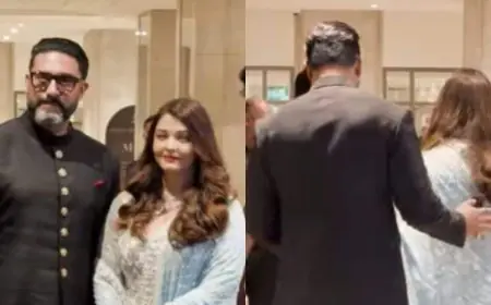 Aishwarya Rai’s Shimmering Blue Anarkali Steals The Show At Arjun Tendulkar’s Wedding