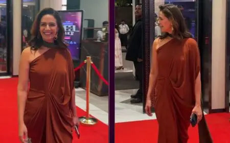 Mona Singh Makes A Stylish Statement In A Mocha Gown At News18 Showsha Reel Awards 2026 Red Carpet