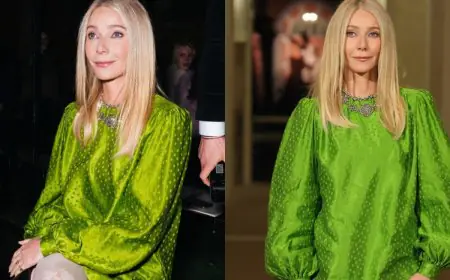 Gwyneth Paltrow Rocks Lime Green Mini Dress At Valentino's Show In Rome