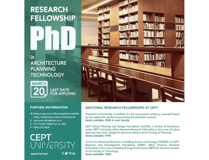 CEPT University Opens PhD Admissions; 10 Scholarships on Offer Across Faculties