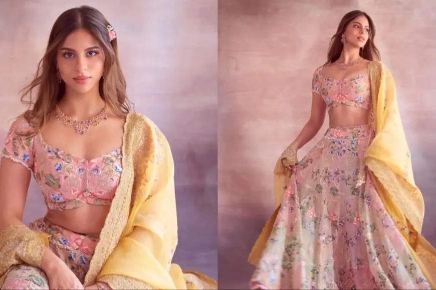Suhana Khan Looks Ethereal In A Pastel Anamika Khanna Lehenga At Arjun Tendulkar’s Wedding