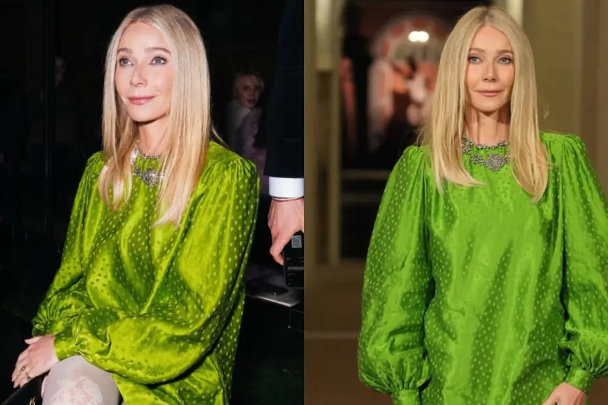 Gwyneth Paltrow Rocks Lime Green Mini Dress At Valentino's Show In Rome