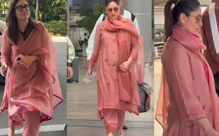 Kareena Kapoor Masters Summer Style In A Breezy Copper Pink Kurta Set